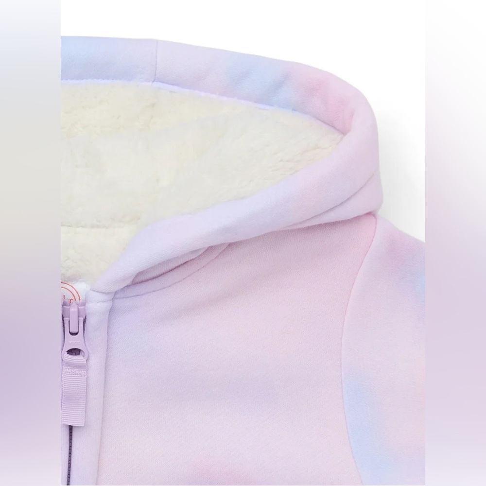 Wonder Nation Girls Kid Tough Zip Hoodie with Faux Shearling Lining,Size L 10-12 - Picture 3 of 12
